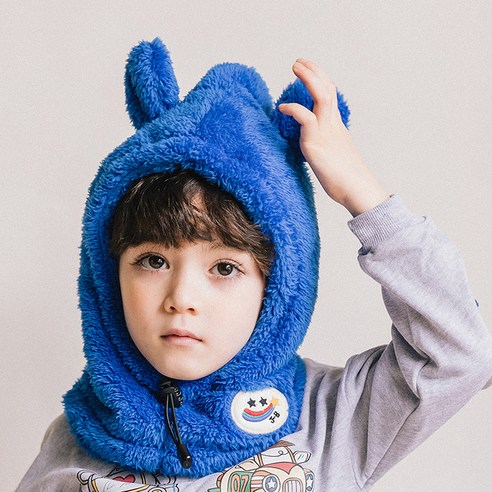 점핑박스 아동용 곰돌이 후드 워머