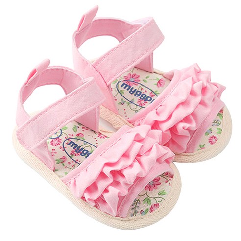 엠케이 여아용 프릴 레이스 보행기화 샌들