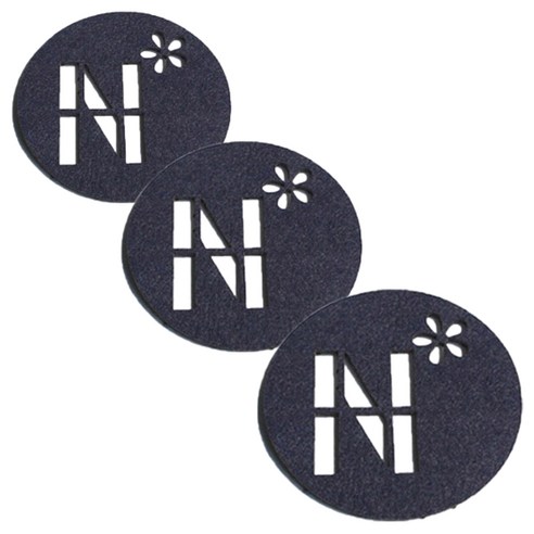 레이저 커팅 펠트컵받침 이니셜 N 3개, 네이비