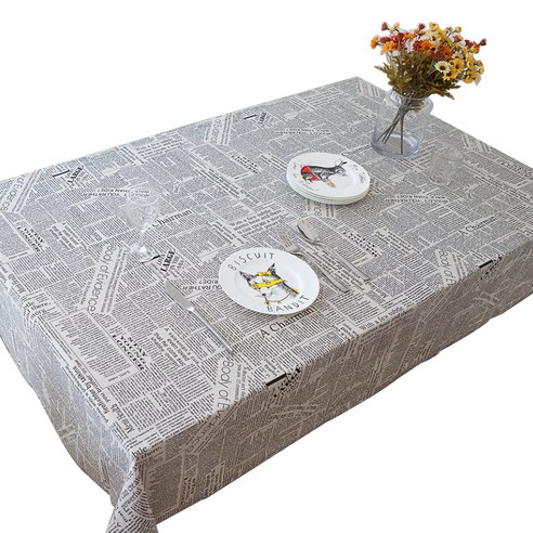 인터팝 테이블보 L134, 텍스트 패턴, 140 x 140 cm