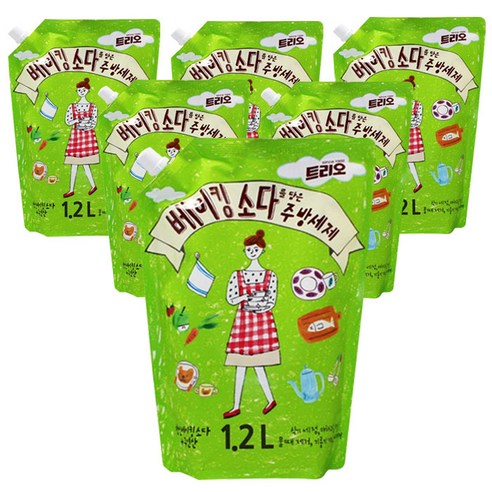 트리오 베이킹소다를 담은 주방세제, 1.2L, 6개