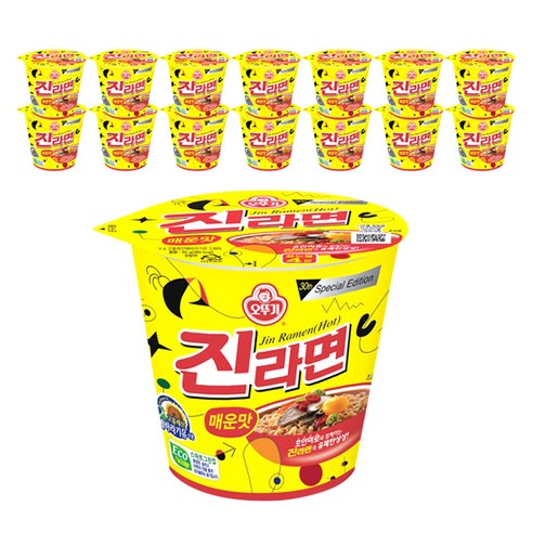 오뚜기 진라면 미니컵 매운맛 65g, 15개