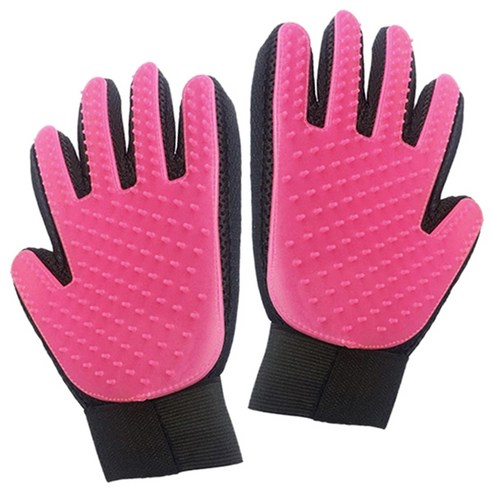 블럭마트 고양이 애견 털제거 그루밍장갑 오른손용 + 왼손용, 핑크, 1세트