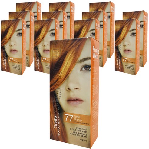 과일나라 후르츠왁스 헤어칼라 염색약, 77호 오렌지, 12개