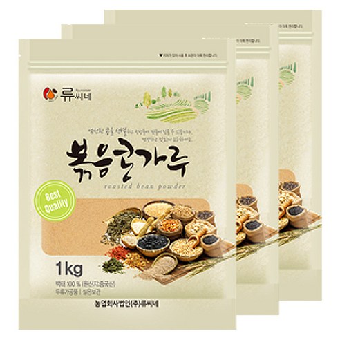 류씨네 수입산 볶음콩가루, 3개, 1kg