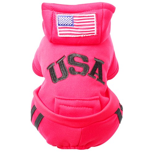 블럭마트 반려동물 USA 후드티, 핫핑크