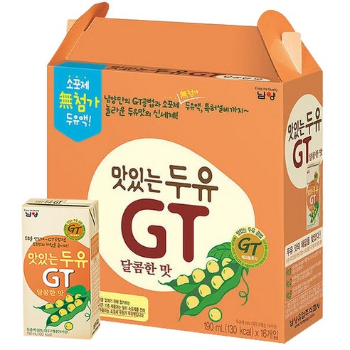 남양 맛있는두유GT 달콤한 맛, 190ml, 16개