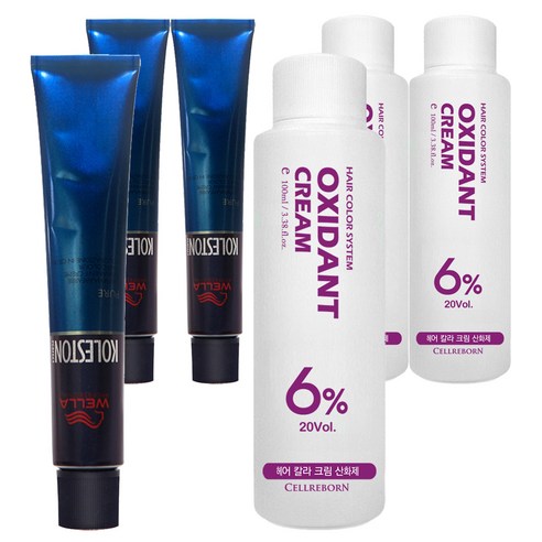 웰라 뉴콜레스톤 퍼펙트 퓨어컬러 염색제 80g + 산화제 100ml, 오렌지베이지 10/34, 3세트