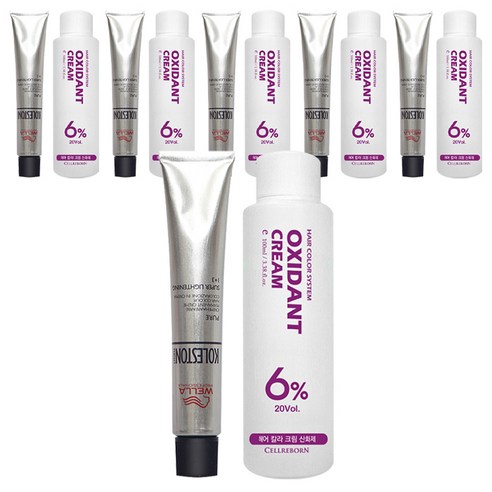 웰라 뉴콜레스톤 퍼펙트 퓨어컬러 염색제 80g + 산화제 100ml, 체리레드 12/45, 6세트