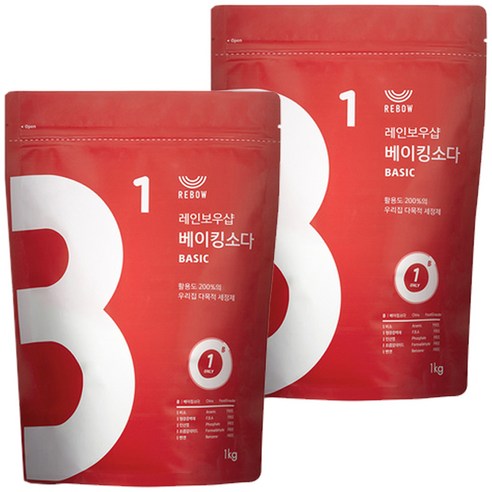 레인보우샵 베이킹소다 베이직, 1kg, 2개
