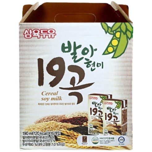 삼육두유 발아현미 19곡 두유, 190ml, 16개