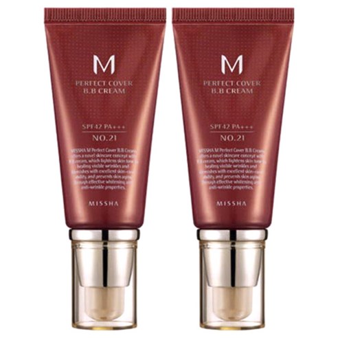 미샤 M 퍼펙트 커버 비비 크림 SPF42 PA+++ 50ml, 21호 화사한 베이지, 2개