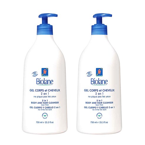비올란 베이비 2in1 바디 앤 헤어 클렌져, 750ml, 2개입