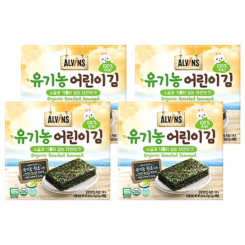 엘빈즈 유기농 어린이김 10p, 자연의 맛, 15g, 4개