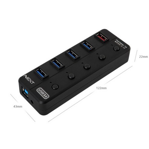 USB3.0 4포트+충전 1포트 유전원허브 /NEXT-UH305, 블랙