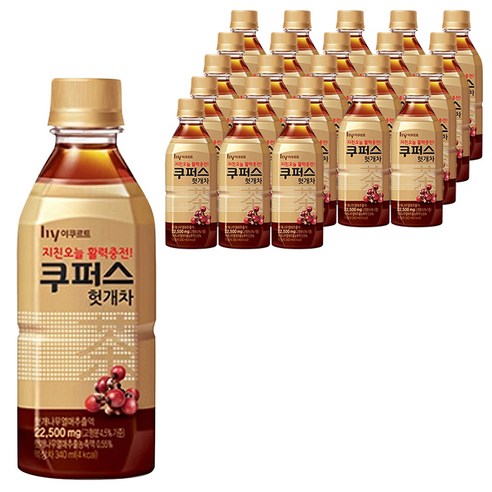 한국야쿠르트 쿠퍼스 헛개차, 340ml, 24개