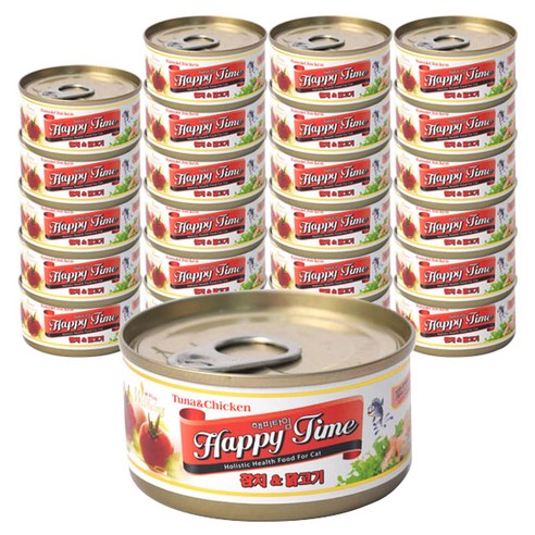 해피타임 고양이 간식캔 80g, 참치 + 닭고기 혼합맛, 24개