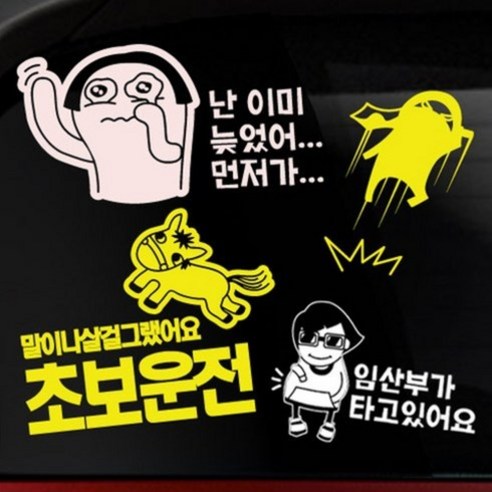 본투로드 개성넘치는 초보운전스티커, 28_C-완전초보! 비오면~ - 흰색, 1개