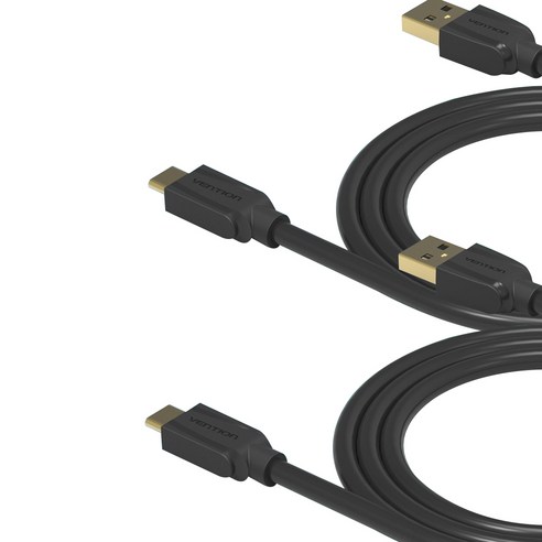 벤션 C타입 USB3.0 슈퍼데이터 퀵차지 고속 충전 케이블, 블랙, 2개