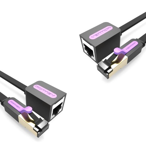 벤션 칼국수형 S-STP CAT.7 랜연 장케이블 10Gbps, a.블랙 0.5m, 2개입