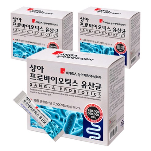 상아제약 프로바이오틱스유산균 락토바실러스 루테리 카제이 람노서스 플란타룸 비피도박테리움 장에좋은 12종 유익균 먹이 배변활동 유아 성인 온가족 2500억cfu, 2g, 1박스