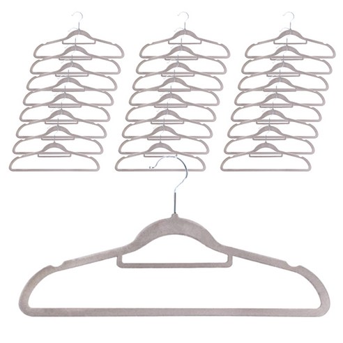 화이트래빗 벨벳 논슬립 베이직 옷걸이, 그레이, 50개