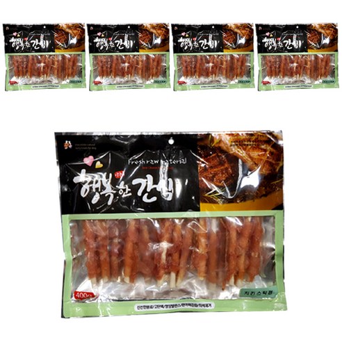 행복한간식 강아지 사사미 간식 400g, 치킨 스틱맛, 5개입