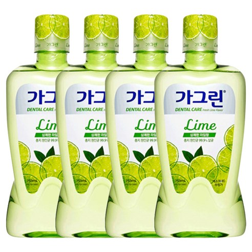 가그린 후레쉬 라임 구강청결제, 750ml, 4개
