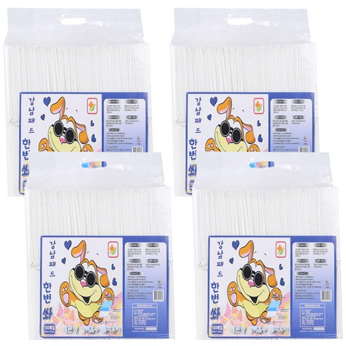 강남패드 한번 쏴 강아지용 배변패드 레몬향 100p, 4개