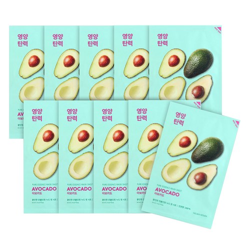 홀리카홀리카 퓨어 에센스 마스크 시트 아보카도 23ml, 1개입, 20개