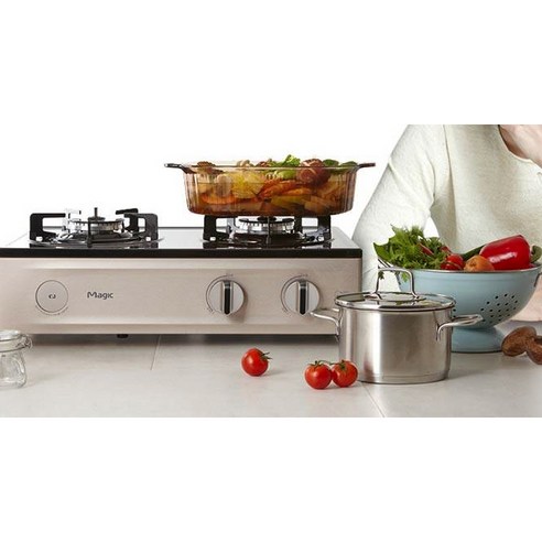 안전과 디자인을 겸비한 SK매직 2구 가스레인지로 주방을 완성하세요.