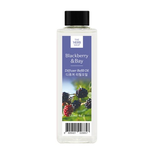 더허브샵 디퓨저 리필 오일, 블랙베리 + 베이, 120ml