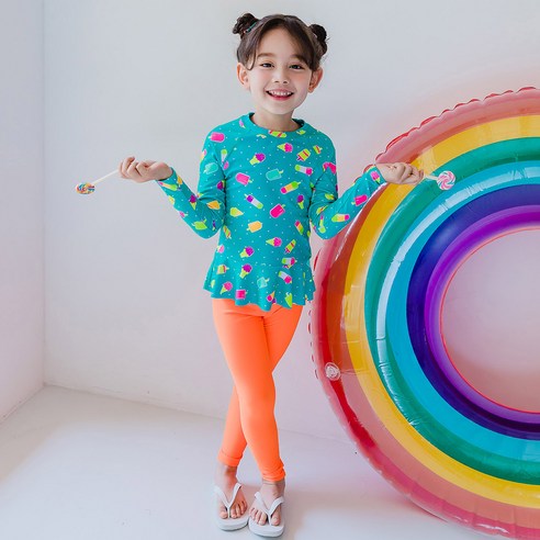 따블리에 여아용 아이스크림 래쉬가드 세트