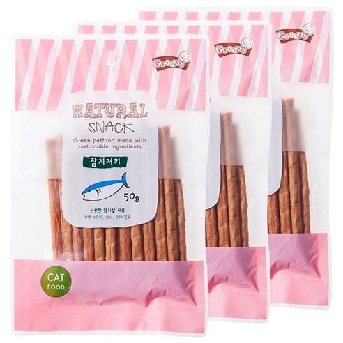 네츄럴스낵 고양이간식 져키 50g, 참치, 3개입