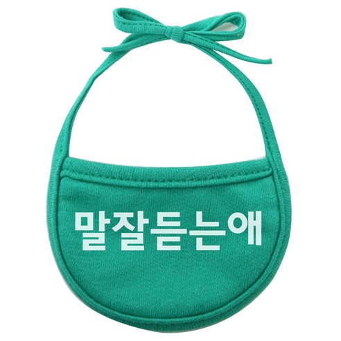 이츠독 강아지 턱받이 말잘듣는애 S, 초록, 1개