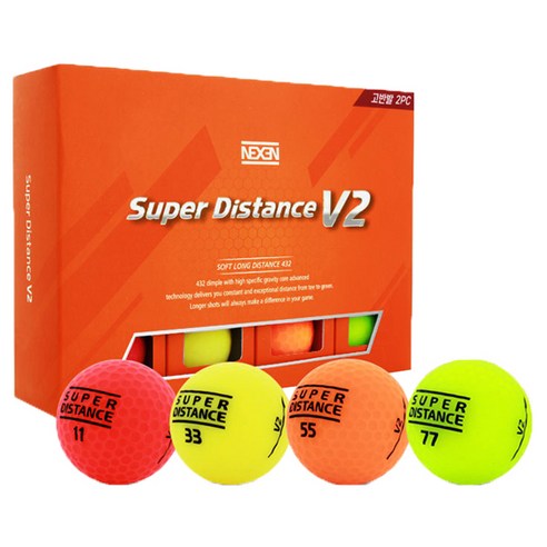 넥센 슈퍼 디스턴스 V2 무광 고반발 골프공 2피스 12p, 혼합 색상, 1세트