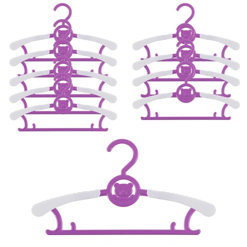 하늬통상 길이조절 가능한 아동 옷걸이, 퍼플, 10개
