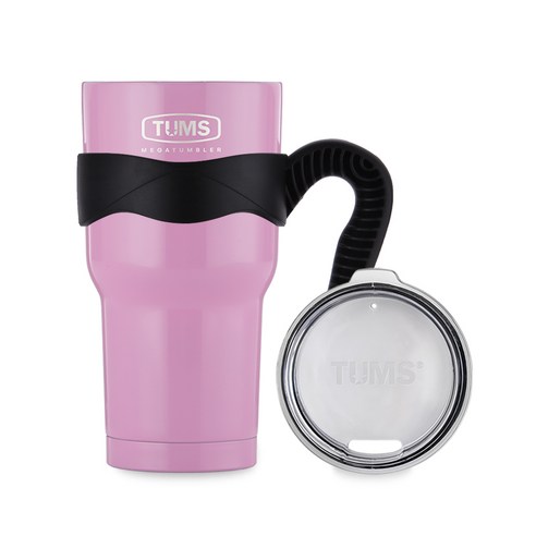 텀스카페 메가 진공스텐 텀블러 + 손잡이, 베이비핑크, 900ml