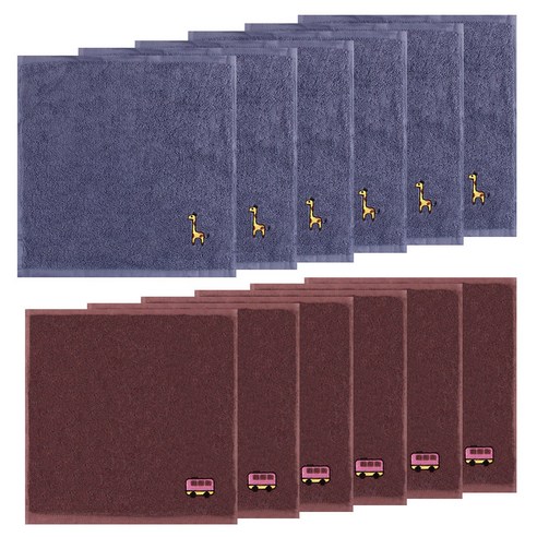 송월타월 솔리드 캐릭터 고리 타올 6p 회색 + 솔리드 캐릭터 고리 타올 6p, 회색, 갈색, 1세트