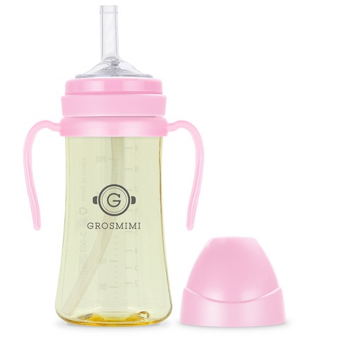 그로미미 PPSU 빨대컵 300ml, 핑크, 1개