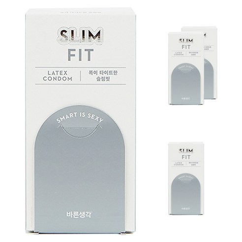 바른생각 슬림핏 일반형 콘돔, 12개입, 4개