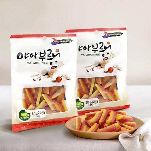 야아부르니 국내산 강아지 수제간식, 오리+고구마 혼합맛, 2개