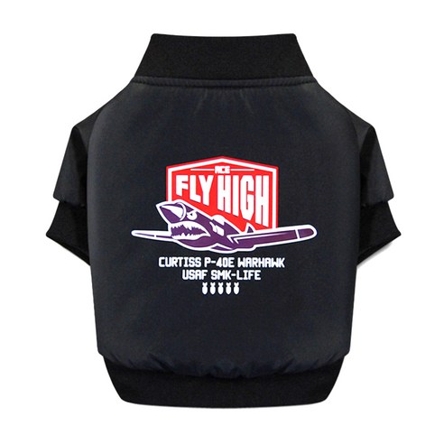 노랜드 플라잉 타이거즈 재킷 반려동물 옷, 블랙