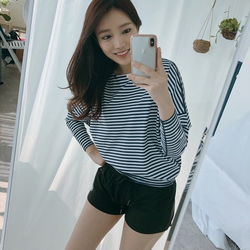 서울물산 여성용 가오리핏 래쉬가드 세트, 스트라이프
