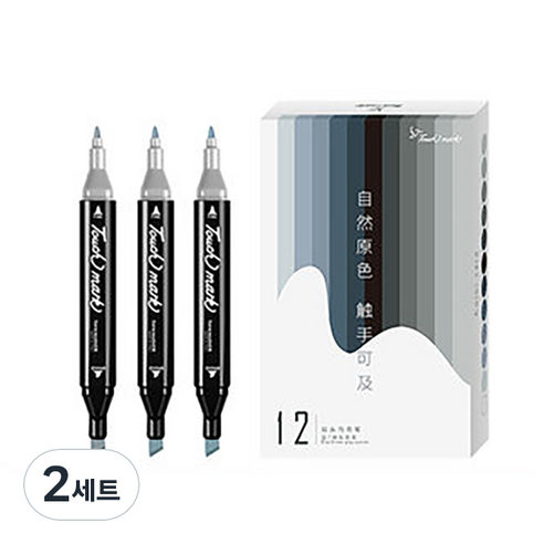 터치마크 동아 touch mark 디자인 트윈마카 블루그레이, 12색, 2세트