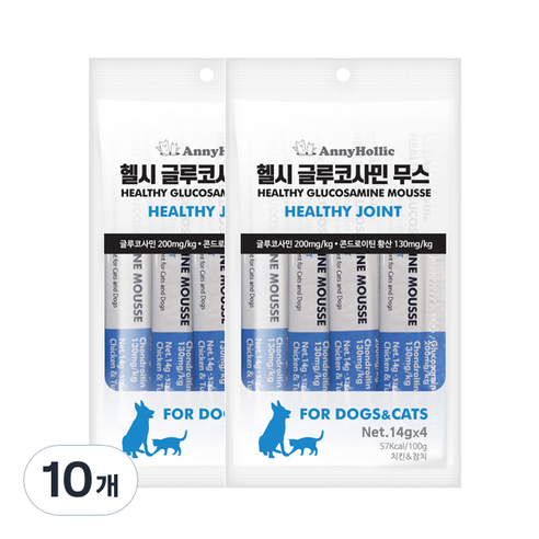 애니홀릭 헬시 글루코사민 무스 건강보조제 14g x 4p, 치킨 + 참치 혼합맛, 10개