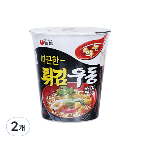 농심 튀김우동 컵면, 62g, 2개