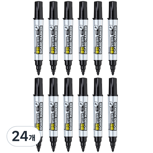 라인플러스 클린 보드마카 1~3.4mm, 흑색, 24개