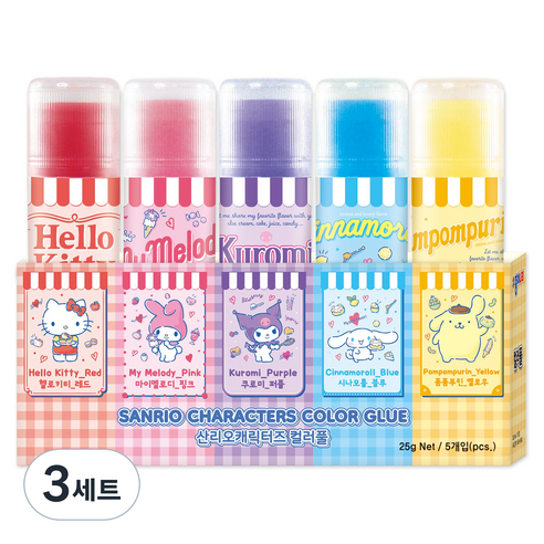 종이나라 산리오캐릭터즈 컬러 풀 5종 세트, 125g, 3세트