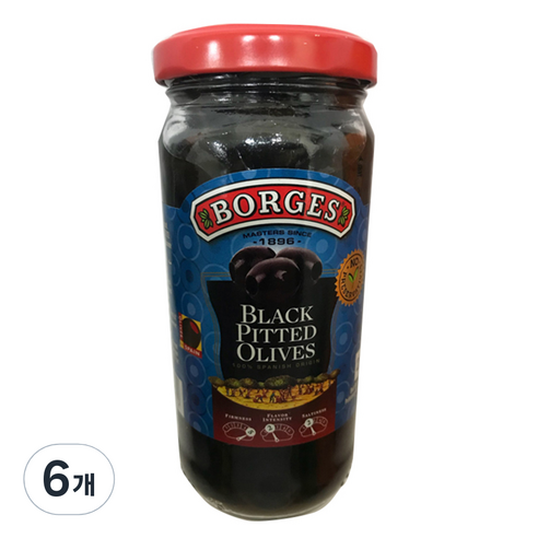 보르게스 피티드 블랙올리브 절임, 230g, 6개